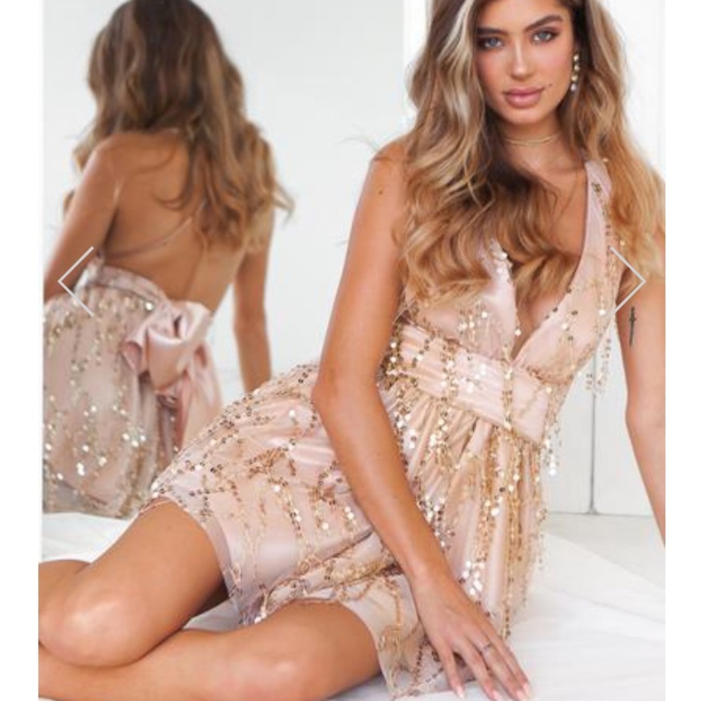 Plunging Sequin Party Dress